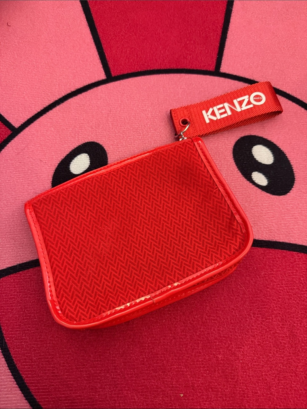 Kenzo Red Wristlet Pouch with Branded Strap